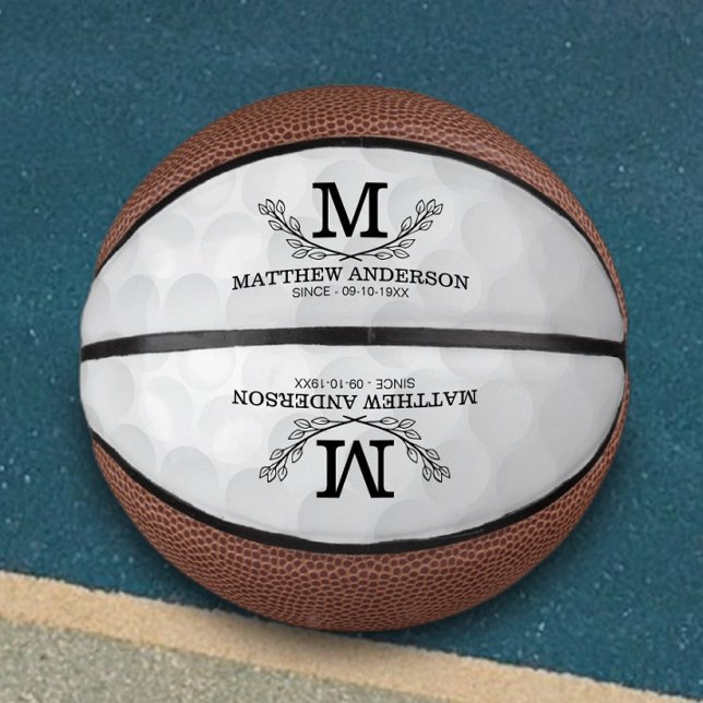 Personalisiertes Golf Ball Muster Name Monogramm A Mini Basketball (Von Creator hochgeladen)
