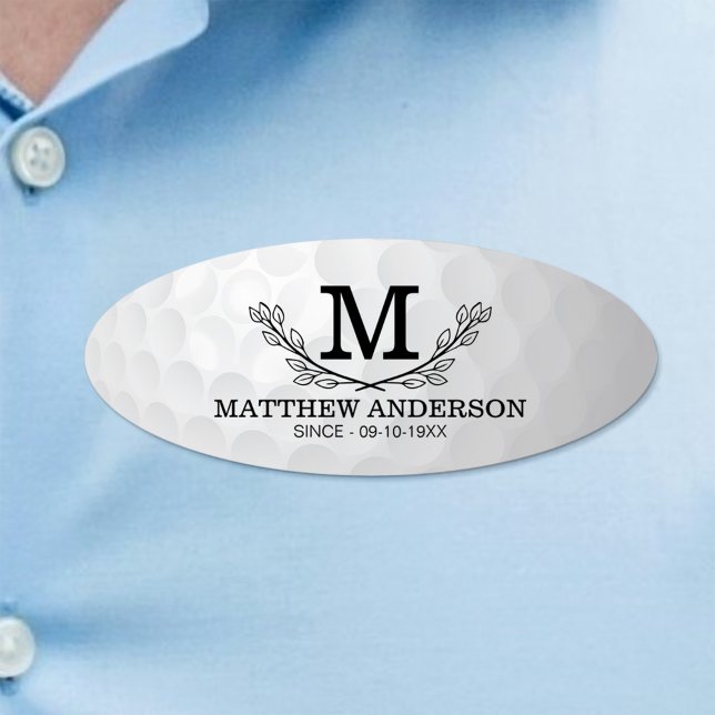 Personalisiertes Golf Ball Muster Name Monogramm A Namenschild (Von Creator hochgeladen)