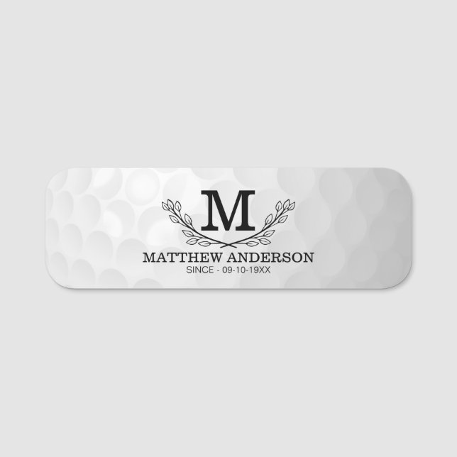 Personalisiertes Golf Ball Muster Name Monogramm A Namensschild (Vorderseite)