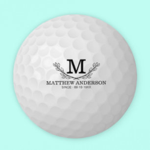 Personalisiertes Golf Ball Muster Name Monogramm A Runder Pappuntersetzer