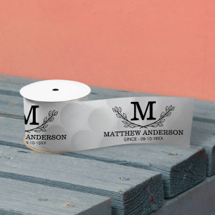 Personalisiertes Golf Ball Muster Name Monogramm A Satinband