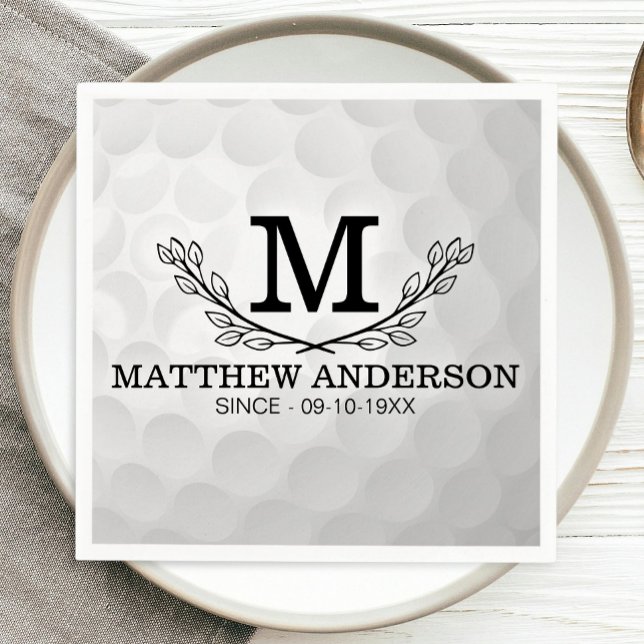 Personalisiertes Golf Ball Muster Name Monogramm A Serviette (Von Creator hochgeladen)