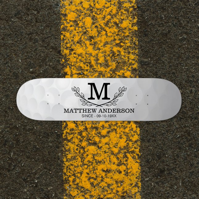 Personalisiertes Golf Ball Muster Name Monogramm A Skateboard (Von Creator hochgeladen)
