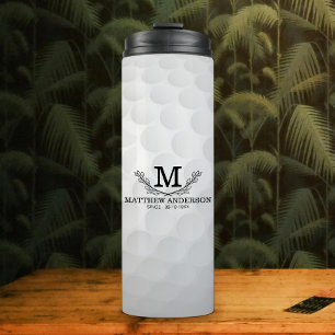 Personalisiertes Golf Ball Muster Name Monogramm A Thermosbecher
