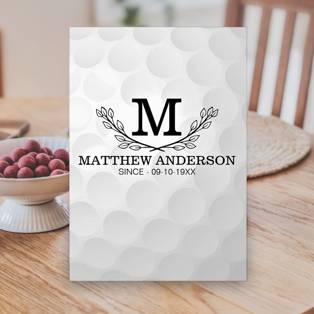 Personalisiertes Golf Ball Muster Name Monogramm A Tischnummer (Von Creator hochgeladen)