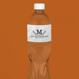 Personalisiertes Golf Ball Muster Name Monogramm A Wasserflaschenetikett