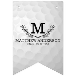 Personalisiertes Golf Ball Muster Name Monogramm A Wimpelkette