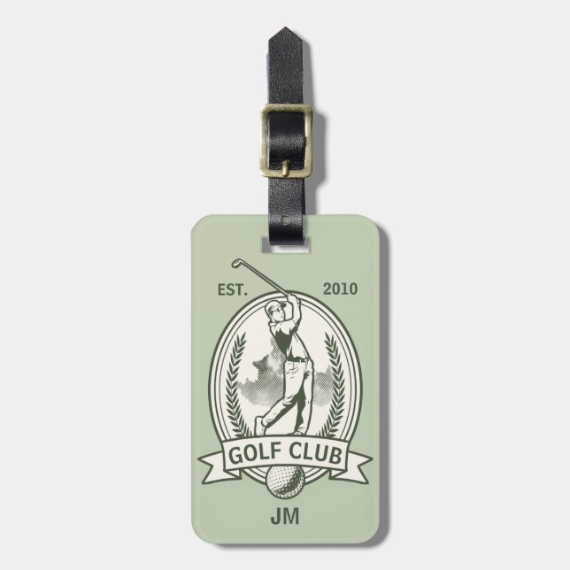 Personalisiertes Golf Club Monogramm-Design mit Go Gepäckanhänger (Vorderseite vertikal)
