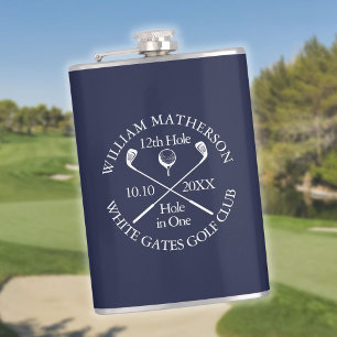 Personalisiertes Golf-Loch-in-Eins in Navyblau Flachmann