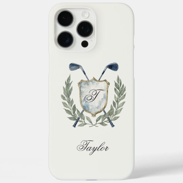 Personalisiertes Golf-Monogrammwappen Elegant Case-Mate iPhone Hülle (Rückseite)