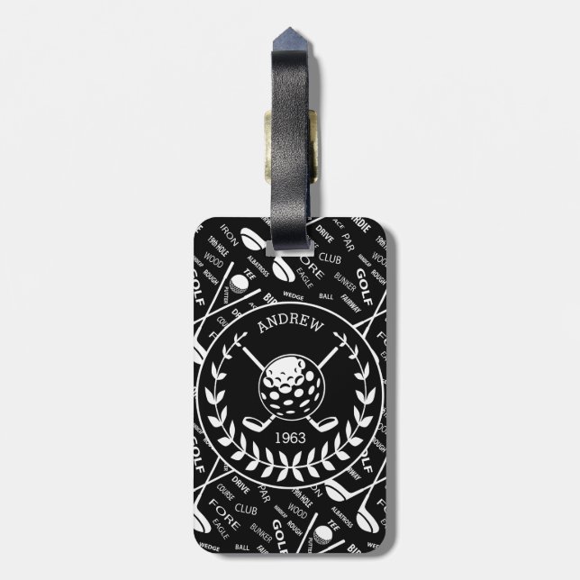Personalisiertes Golf-Taschengolfspielergeschenk Gepäckanhänger (Rückseite vertikal)