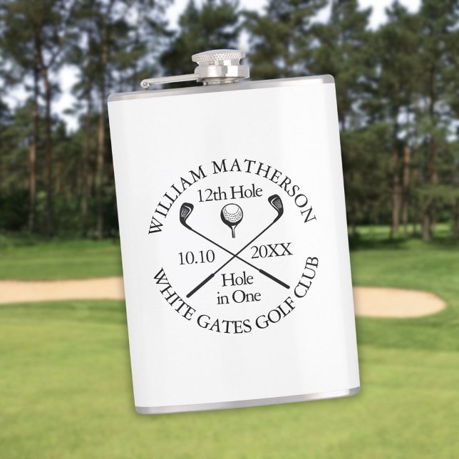Personalisiertes Golfcenter in einem modernen klas Flachmann (Personalized Golf Hole in One Modern Classic Flask)