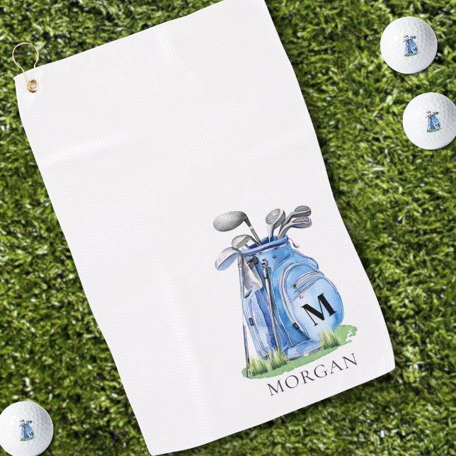 Personalisiertes Golfer Blau Monogramm Golfhandtuch (Personalized Golfer Blue Monogram Golf Towel )