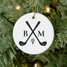 Personalisiertes Golfer-Klassik-Golfclub-Monogramm Keramik Ornament