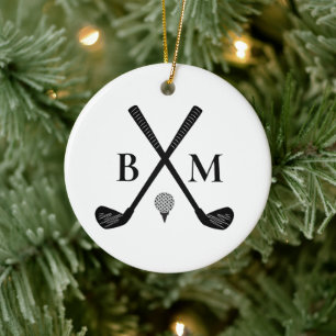Personalisiertes Golfer-Klassik-Golfclub-Monogramm Keramik Ornament