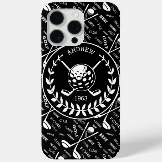 Personalisiertes Golfer-Logo iPhone 15 Pro Max Hülle
