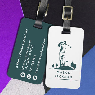 Personalisiertes Golfer-Travel-Tag in Waldgrün für Gepäckanhänger