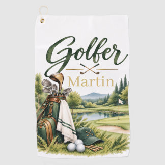 Personalisiertes Golfer-Wasserfarben-Golfhandtuch Golfhandtuch