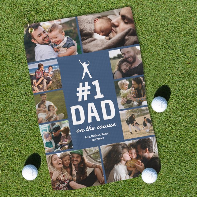 Personalisiertes Golfhandtuch "No.1 Dad" mit Fotos (Von Creator hochgeladen)