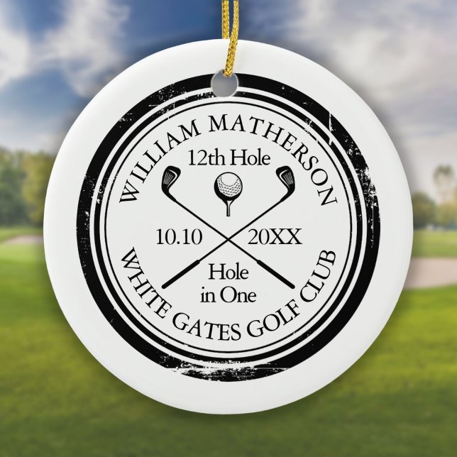 Personalisiertes Golfloch in einem Keepsake Keramik Ornament (Personalized Golf Hole in One Keepsake Ceramic Ornament)