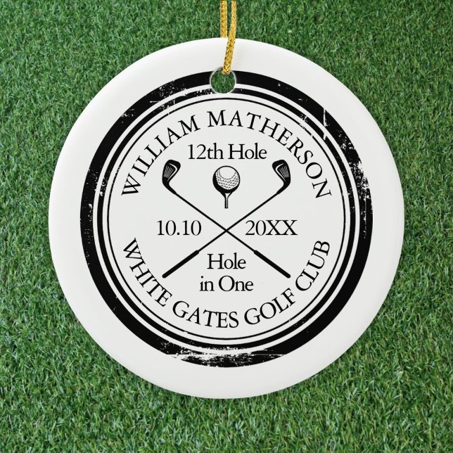 Personalisiertes Golfloch mit einem Foto - Keepake Keramik Ornament (Personalized Golf Hole in One Photo Keepsake Ceramic Ornament)