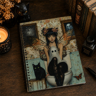 Personalisiertes Gothic-Fairy-Ghost-Cat-Notizbuch Notizbuch