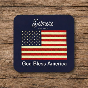 Personalisiertes Gott segne Amerika Flagge Korkunt Getränkeuntersetzer