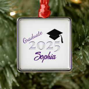 Personalisiertes Graduate Ornament Lila Aus Metall