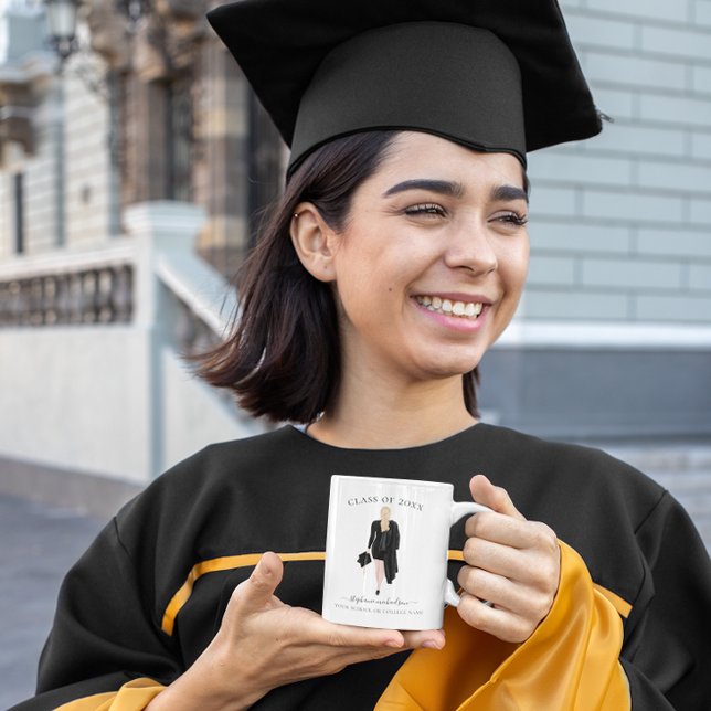 Personalisiertes Graduate Watercolor Girl Kaffeetasse (Personalized Graduate Watercolor Girl Coffee Mug)