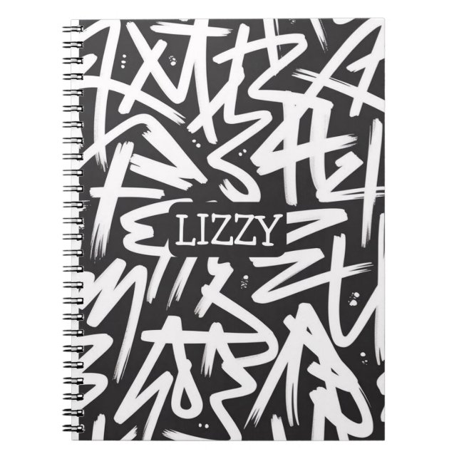 Personalisiertes Graffiti-Namen-Muster — Benutzerd Notizblock (Vorderseite)