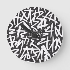 Personalisiertes Graffiti-Namen-Muster — Individue Runde Wanduhr