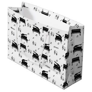 Personalisiertes Grand Piano und Musiknoten Muster Große Geschenktüte
