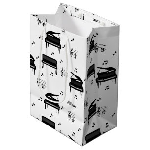 Personalisiertes Grand Piano und Musiknoten Muster Mittlere Geschenktüte