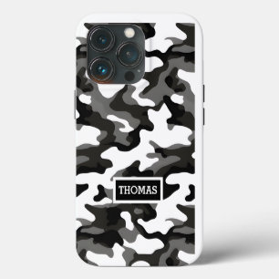 Personalisiertes Grau Camo  iPhone 13 Pro Hülle