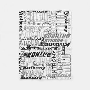Personalisiertes Grau schattiert Name-Collage Fleecedecke