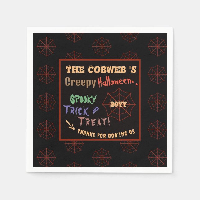 Personalisiertes, grauenhaftes Halloween-Spinnenne Serviette (Vorderseite)