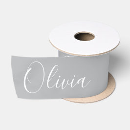 Personalisiertes Graues Elegantes Satin Namensband Satinband