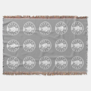 Personalisiertes Graues Owl und jede Farbmedaille Decke