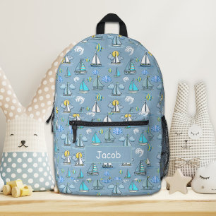 Personalisiertes graues Segelboot Rucksack
