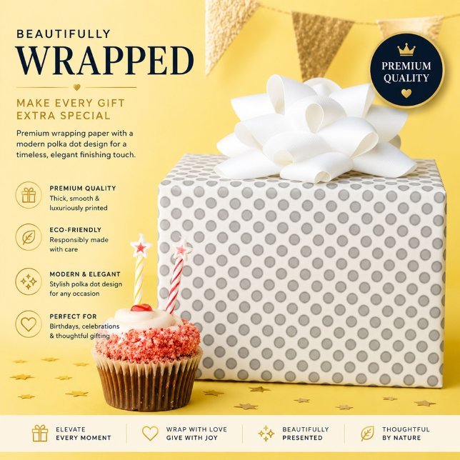 Personalisiertes graues Tupfen-Wrap-Papier Geschenkpapier (Von Creator hochgeladen)