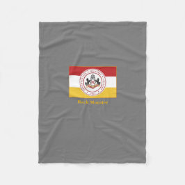 PERSONALISIERTES graues Vlies-Fußbett mit weißem U Fleecedecke