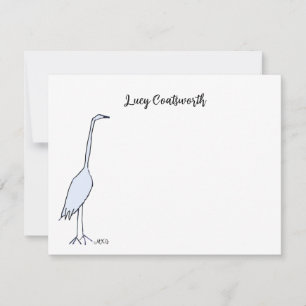 Personalisiertes Great Blue Heron Boho Bird Artwor Mitteilungskarte
