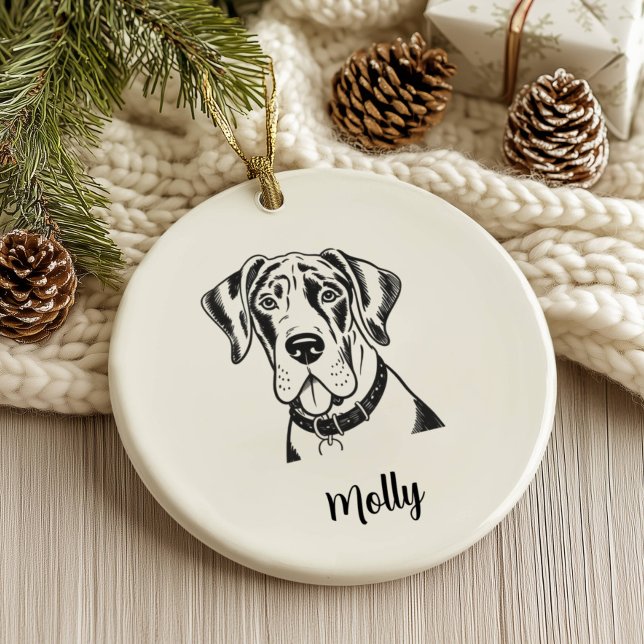Personalisiertes Great Dane Hunde-Weihnachten Keramik Ornament (Von Creator hochgeladen)
