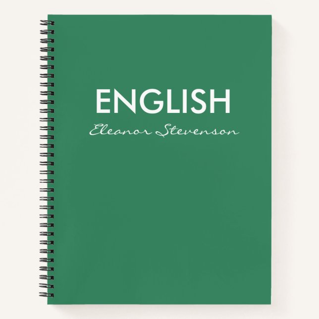 Personalisiertes Green English Class Notebook Notizbuch (Vorderseite)