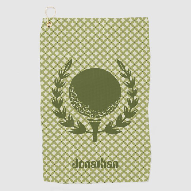 Personalisiertes Green Golf Ball Leaf Magnetic Cus Golfhandtuch (Vorderseite)