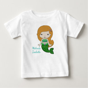 Personalisiertes Green Mermaid Baby Dress T-shirt