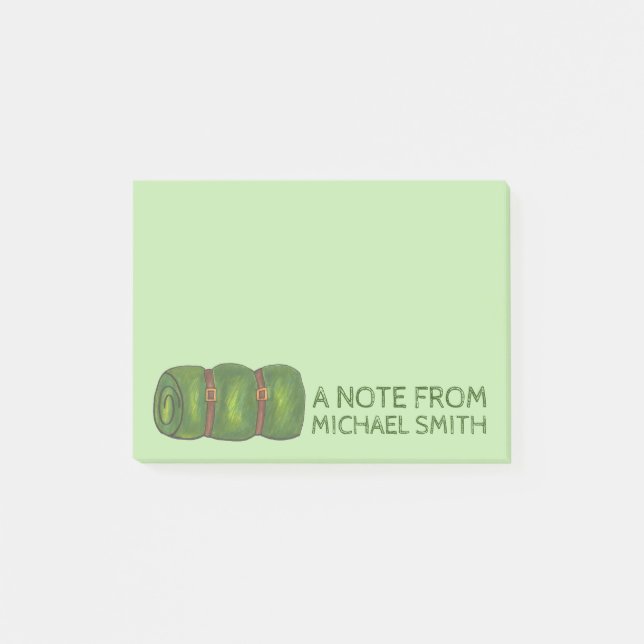 Personalisiertes Green Sleeping Bag Roll Camp Post-it Klebezettel (Vorderseite)