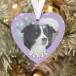 Personalisiertes Grenz Collie Weihnachtshund Haust Ornament<br><div class="desc">Niedliche Personalisierte Grenze Collie Weihnachtshund Foto-Ornament. Sie können es mit dem Foto Ihres Haustieres und dem Namen personalisieren. Legen Sie Ihr Lieblings-Foto ein. Schöne weiße Schneeflocken überlagern das Foto. Sie können dieses maßgeschneiderte Ornament für jedes Haustier verwenden. Der Schmuck ist lila. Ein toller Sake für Sie oder ein Geschenk für...</div>