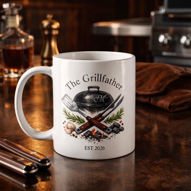 Personalisiertes Grillvater-Monogramm Kaffeetasse (Von Creator hochgeladen)