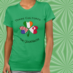 Personalisiertes Grönland Irland USA Shamrock Frau T-Shirt